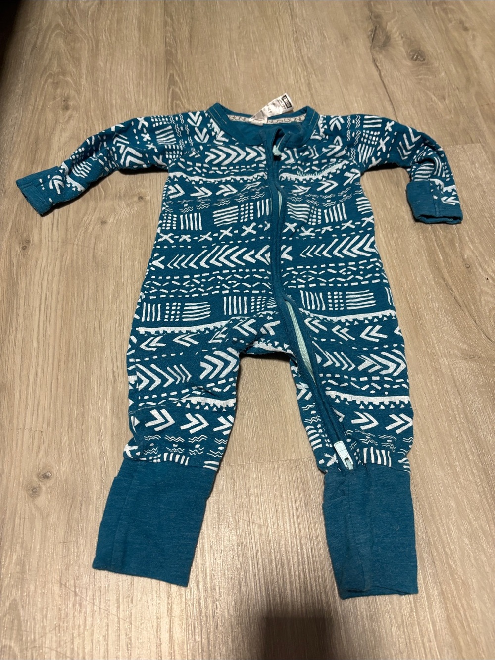Bonds Kids One-Piece Teal Aztec Print Zip Romper